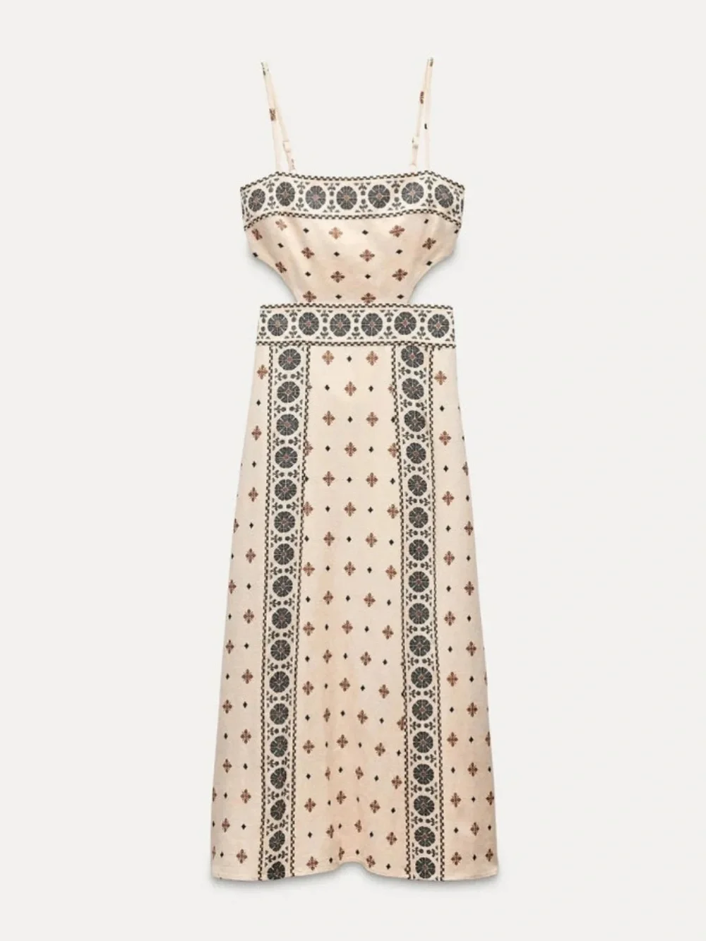 Zara Cream Boho Cutout Maxi Dress - Picture 2 of 5